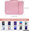 9-11" Tablet Sleeve Organizer Carrying Case with Handle for iPad 9/8/7th 10.2, iPad Pro 11 M4 M2, iPad Air 11, iPad Air 5/4 10.9, iPad 10th 10.9, Galaxy Tab A9+/A8/S9 FE,Rose Pink+Light Pink