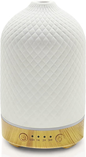 Essential Oil Diffuser Aromatherapy Air Cool Mist Diffuser 100ml Ceramic Aroma Scent Diffusers Humidifier with Auto Shut Off Ultrasonic Quiet/4 Timing Set/7 LED Lights for Home Office Sleep