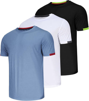 3 Pack Men T Shirts Running T Shirts for Men Gym Men's T Shirts Sport Tops for Men Dry-Fit Athletic T Shirts Breathable Activewear Shirts Work Shirt Muscle Fit Shirts Multipack