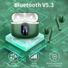 Wireless Earbuds, Bluetooth 5.3 Headphones In Ear with 4 ENC Noise Cancelling Mic, 2023 Bluetooth Earphones Mini HI-FI Stereo Sound, LED Display Wireless Headphones 36H Playtime IP7 Waterproof, Green