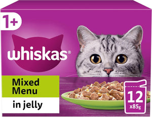 1+ Mixed Selection in Jelly 48 x 85 g Pouches, Adult Cat Food, Pack of 4 (12 x 85 g)