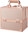 Makeup Box Cosmetics Case Jewelry Organiser Vanity Make Up Storage Box Beauty Train Case Lockable with Keys (Rose Gold)