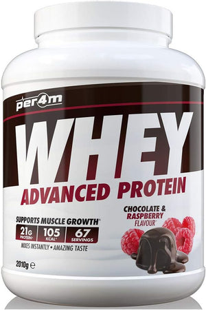 Protein Whey Powder | 67 Servings of High Protein Shake with Amino Acids | for Optimal Nutrition When Training | Low Sugar Gym Supplements (Chocolate & Raspberry, 2010g)