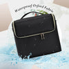 Vanity Case Large Makeup Bag Organiser Travel Train Case Luggage Make Up Beauty Box with Shoulder Strap, Black & Gold