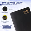 A4 2025 Day a Page Diary | 2025 Hard Backed Cover & Ribbon Marker Daily Planner, Journal And Day to Page Diary with Full Page Saturday and Sunday for Home, Business, Office and Personal Use