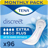 Discreet Extra Plus, 96 Incontinence Pads (16 X 6 Packs) Individually Wrapped Women With Medium To Heavy Bladder Weakness, Incontinence And Unpredictable Leaks