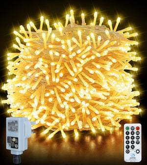 Extra-Long 50M/164ft Christmas Tree Lights,500LED Warm White Fairy Light Mains Powered for Outdoor/Indoor Plug,Waterproof /8 Modes/ Remote,Twinkle String Lights for Bedroom Wedding Xmas Decoration