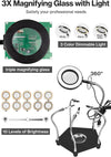 Helping Hands Soldering Station,  Third Hand Soldering Tool with 3X Magnifying Glass Dimmable LED, Flexible Helping Hands Soldering with 4 Flexible for Welding Repair Hobby DIY