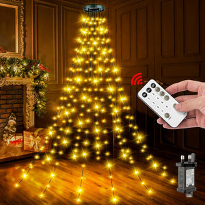 Christmas Tree Lights Warm White - 2M/6.6FT x 12 Strands 240LEDs Mains Powered Fairy Lights Waterproof with Remote & 8 Modes Memory Timer for Outside Indoor Xmas Party Decorations