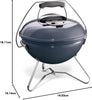 Smokey Joe Premium Charcoal Grill, Ø 37cm Grill Area, Portable BBQ Grill with Convenient Carry Handle, Porcelain-Enamelled Lid & Bowl - Slate Blue (1126804)
