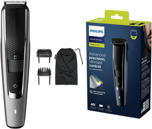 Beard & Stubble Trimmer/Hair Clipper for Men, Series 5000, 40 Length Settings, Self-Sharpening Metal Blades, UK 3-Pin Plug - BT5502/13