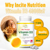 Vitamin D3 4000 IU - 400 High Strength Vitamin D Tablets (1+ Year Supply) - Vegetarian - Immune System Booster - Gluten Free - Vitamin D Supplements - Made in The UK