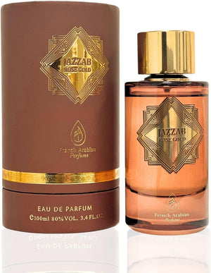 Jazzab Rose Gold Arab Perfume 100ml –Rose Woody Amber Oud Perfume For Her Eau De Parfum 100ml Fresh Scent Spray for Women