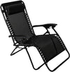 Zero Gravity Chair Heavy Duty Textoline Outdoor & Garden Sunloungers Reclining, Folding Chair, Relaxer Chairs with Cup Holder and Headrest Pillow (1, BLACK)
