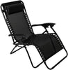 Zero Gravity Chair Heavy Duty Textoline Outdoor & Garden Sunloungers Reclining, Folding Chair, Relaxer Chairs with Cup Holder and Headrest Pillow (1, BLACK)