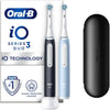 iO3 2X Electric Toothbrushes For Adults, Gifts For Her / Him, 2 Toothbrush Heads & 1 Travel Case, 3 Modes With Teeth Whitening, 2 Pin UK Plug, Black & Blue