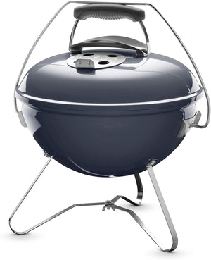 Smokey Joe Premium Charcoal Grill, Ø 37cm Grill Area, Portable BBQ Grill with Convenient Carry Handle, Porcelain-Enamelled Lid & Bowl - Slate Blue (1126804)
