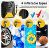 Car Tyre Inflator Air Compressor, Portable Car Tyre Pump 12V, Digital Inflator 120W, 150 PSI, LED Light Electric Tyre Pump with 3 Nozzles, Auto Shut Off, Suitable for Car, Bicycle, Motorcycle