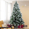 5ft Artificial Christmas Tree with Pine Cones, Snow Flocked Xmas Tree With Metal Solid Stand for Holiday Home Indoor Decoration, Green/White