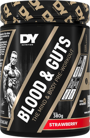 - Blood and Guts Pre Workout Powder, 380g (Strawberry) - High Strength Preworkout with 350mg Caffeine, Citrulline Malate, Beta Alanine, Arginine AKG, L-Tyrosine, Vitamin B3, Men & Women