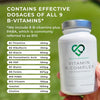 Vitamin B Complex High Strength | 90 Capsules - 90 Day Supply | All 9 B Vitamins B1-B2-B3-B5-B6-B7-B9-B10-B12, Inositol and Choline | Completely Clean - No Fillers |