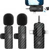 Wireless Lavalier Microphone for iPhone/Android/Camera, Professional Lapel Mic with Intelligent Noise Cancelling, Plug-and-Play Lapel Microphone for Video Recording, Vlogging, TikTok, YouTube - 2 Mics