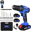 21V Cordless Power Drill with 2 Batteries,Handheld Electric Screwdriver Drill Set,45Nm 25+1 Torque Setting, 2-Speed Combi Drill, 3/8" Chuck Drill Driver Kit with 26 Drill Bits and Kit Box for Home DIY