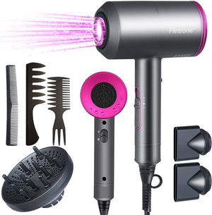 Hair Dryer with Diffuser & Concentrator 2000W Powerful Ionic Dryer 2 Speed 3 Heat Settings Fast Dry Lightweight for Multi Women Man Hairstyles (3 Nozzles&3 Comb Included)