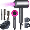 Hair Dryer with Diffuser & Concentrator 2000W Powerful Ionic Dryer 2 Speed 3 Heat Settings Fast Dry Lightweight for Multi Women Man Hairstyles (3 Nozzles&3 Comb Included)