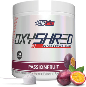 OxyShred Thermogenic Pre Workout Powder & Shredding Supplement - Clinically Proven Pre Workout Powder with L Glutamine & Acetyl L Carnitine, Energy Boost Drink - Passionfruit, 60 Servings