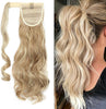 17" Clip in Hair Extensions Wrap around Ponytail Long Curly Wavy Hairpiece (17 inches, Sandy Blonde & Bleach Blonde)