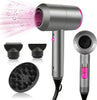 Hair Dryer Professional Ionic Hairdryer with 2 Speed 3 Heat Setting, Cool Shot Button, 1 Diffuser & 2 Concentrator, Hairdryers for Women & Man - Light Gray