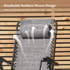 Zero Gravity Chairs Set of 2 - Grey Reclining Sun Loungers for Garden - Textilene Folding Sunloungers with Detachable Head Pillow - Fold Away 2 Set Deck Chairs for Outdoor, Patio & Decking
