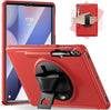 Case for Samsung Galaxy Tab S10+/S9+/S9 FE+/S8+/S7 FE/S7+ 12.4 Inch, Shockproof Kids Protective Case with Rotating Kickstand Hand Strap Pen Holder for S10 Plus/S9 FE Plus/S9 Plus Tablet-Red