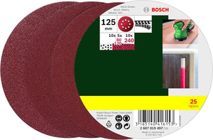 25 Random Orbit Sanding Sheets, dia.125mm, 80-240 Grit