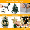 Mini Christmas Tree 60cm, Small Christmas Trees with Lights and Rich Golden Ornaments, 2FT Prelit Artificial Tabletop Christmas Tree for Xmas, Home, Kitchen, Dining Table Decor.