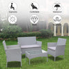 Luxurious 4-Piece Rattan Patio Furniture Set with Armchairs, Sofa, and Table - Elegant Grey Wicker Design