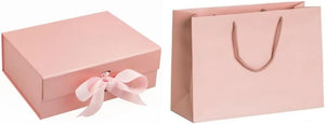 Magnetic Gift Box, Large Premium Gift Box, Box and Ribbon for Gifts, Presents, Weddings, Party, Birthday, Size 31 x 22 x 10cm COME WITH MATCHING GIFT BAG. (Pink)