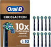 Pro Cross Action Electric Toothbrush Head, X-Shape and Angled Bristles for Deeper Plaque Removal, Pack of 10 Toothbrush Heads, Suitable for Mailbox, Black (Packaging May Vary)