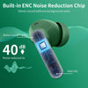 Wireless Earbuds, Bluetooth 5.3 Headphones In Ear with 4 ENC Noise Cancelling Mic, 2023 Bluetooth Earphones Mini HI-FI Stereo Sound, LED Display Wireless Headphones 36H Playtime IP7 Waterproof, Green