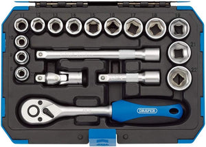 Expert 18 Piece Metric Socket Set | Ratchet Tool and Case | 3/8" Square Drive | HI-TORQ MM/AF Sockets | DIY Home Professional and Car Kit |Hand Tools | 16359