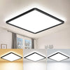 22CM Black LED Ceiling Lights, 3000K/4000K/6500K Waterproof Bathroom Light, 18W 1950LM Modern Square Flush Ceiling Lighting Fixture for Kitchen Hallway Bedroom Porch Toilet