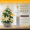 Mini Christmas Tree 60cm, Small Christmas Trees with Lights and Rich Golden Ornaments, 2FT Prelit Artificial Tabletop Christmas Tree for Xmas, Home, Kitchen, Dining Table Decor.