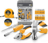 24pc Yellow Household DIY Tool Kit Set. Small Mini Tool Box Set of Starter Basic Tools for Home & Office