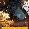 40M Battery Operated Christmas Lights with Timer 300LED Outdoor Waterproof Fairy String Lights 8 Modes String Lights for Xmas Party Christmas Tree Garden Gazebo Wedding Decoration, Warm White