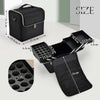 Vanity Case Large Makeup Bag Organiser Travel Train Case Luggage Make Up Beauty Box with Shoulder Strap, Black & Gold