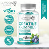 Creatine Monohydrate Gummies, 5000mg, 40-60 Days' Supply, 120 Gummies, Vegan, Blueberry Flavour Muscle Building Supplement