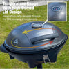 BBQ Electric Barbecue Grill with 5 Temperature Settings Grey | Thermostat | Indoor & Outdoor Party | Removable Drip Tray & Condiment Stand | Healthy Grilling | Non-Stick Cooking Surface