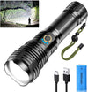 Torches Led Super Bright, 150000 High Lumens Rechargeable Torch, XHP70.2 Powerful Flashlight with Zoomable, 5 Modes Zoomable IPX7 Waterproof Brightest Torch for Camping Emergency