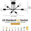 Modern Sputnik Chandelier Black, 6-Lights Semi Flush Mount Ceiling Light for Living Room Bedroom Dining Room Kitchen Office Foyer, E27 Base (6 Light - Black)